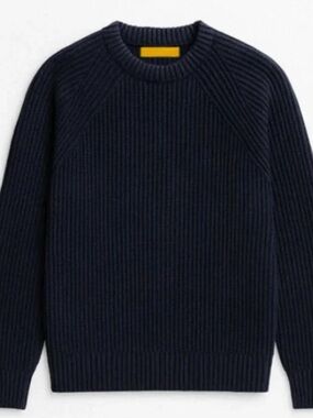 Dark Blue Ribbed Crewneck Sweater - Brand New